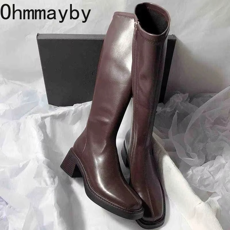 Vintage Thick Heel Women Knee  - Women'S Fashion Korea recension och pris