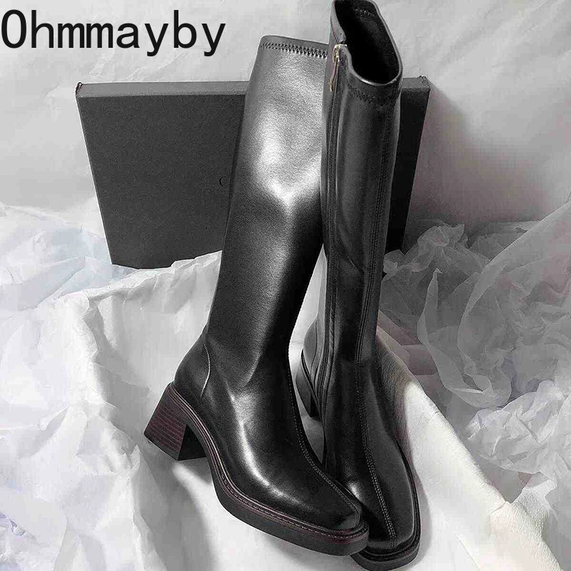 Vintage Thick Heel Women Knee  - Women'S Fashion Korea recension och pris