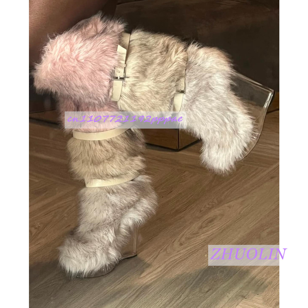 Winter Gradient Furry Transpar - Women'S Fashion Knee High Boots recension och pris