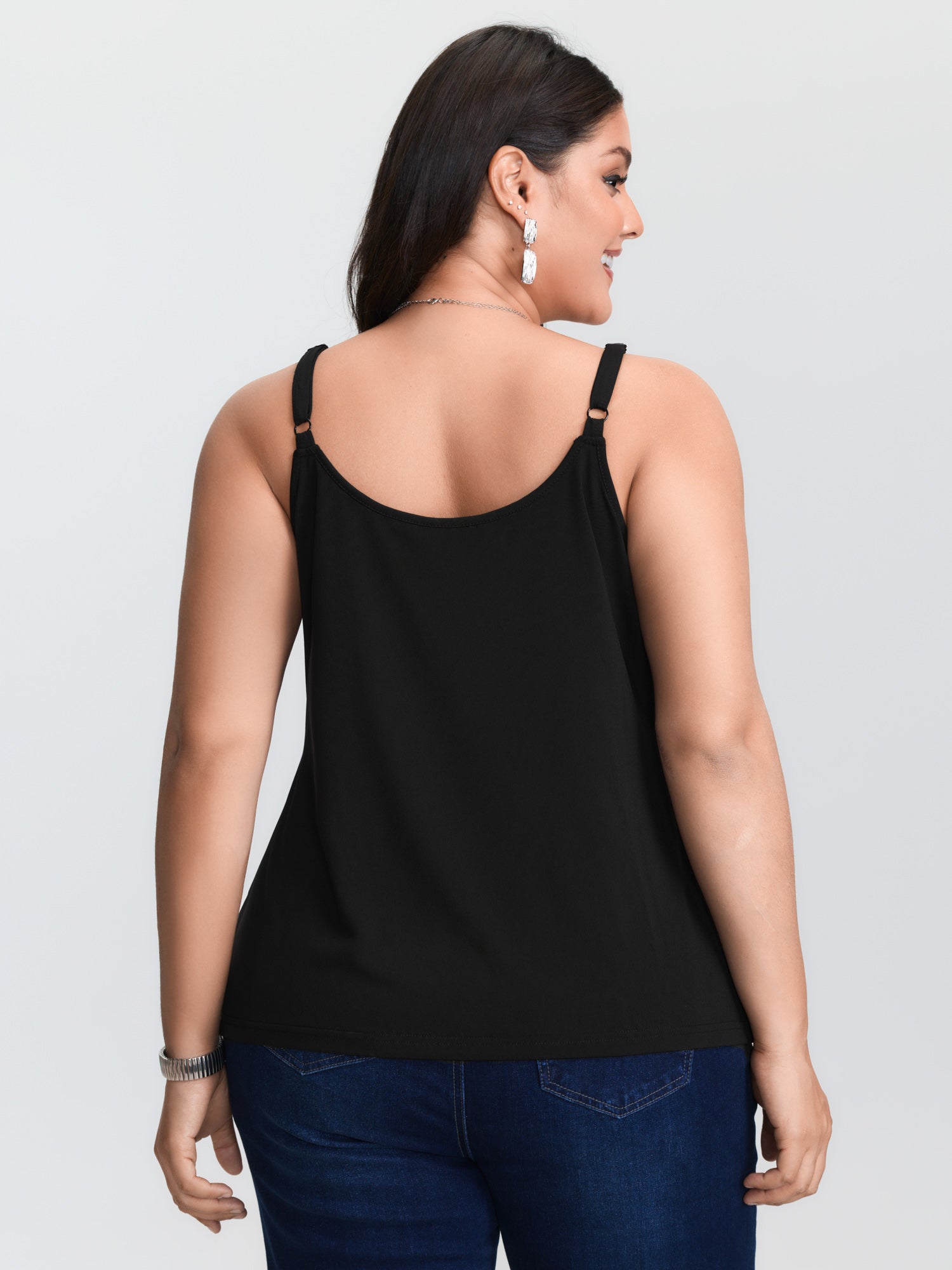 Plus‑size Black Knitted Camiso - Lace Trim Cami recension och pris