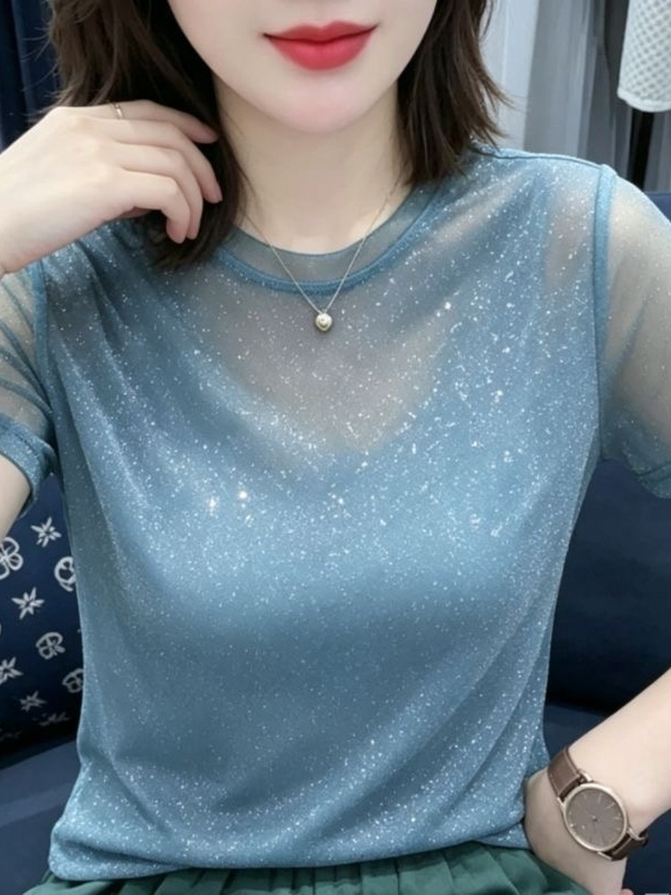 Shiny Sequin Elastic Net Sleev - Women Fashion Over The Years recension och pris